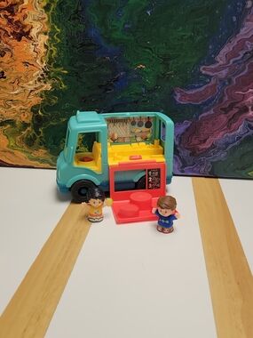 Fisher Price Little People Taco Truck Playset with Two Figures - Teal and Red